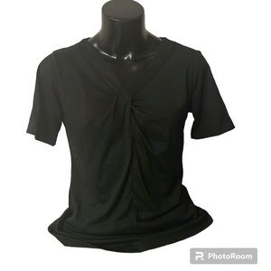 NWOT | Short Sleeve Twisted-Neckline T•Shirt | Ladies Small | Black